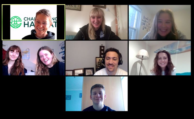 From left to right: top: Dr Charlotte Braungardt, SYF Head of Science. Yasmin Deter, SYF Head of Web and Social Media Communication. Sari Ponnet, Scientist in Residence (coral reefs). Middle: Megan Derrick, SiR (zooplankton). Hanna Gibbs, SiR (marine plastics). Jeremy DeMoss, SiR (meteorology). Emily Murphy-Gray, SiR (phytoplankton). Bottom: Thomas Stone, SiR (marine mammals).