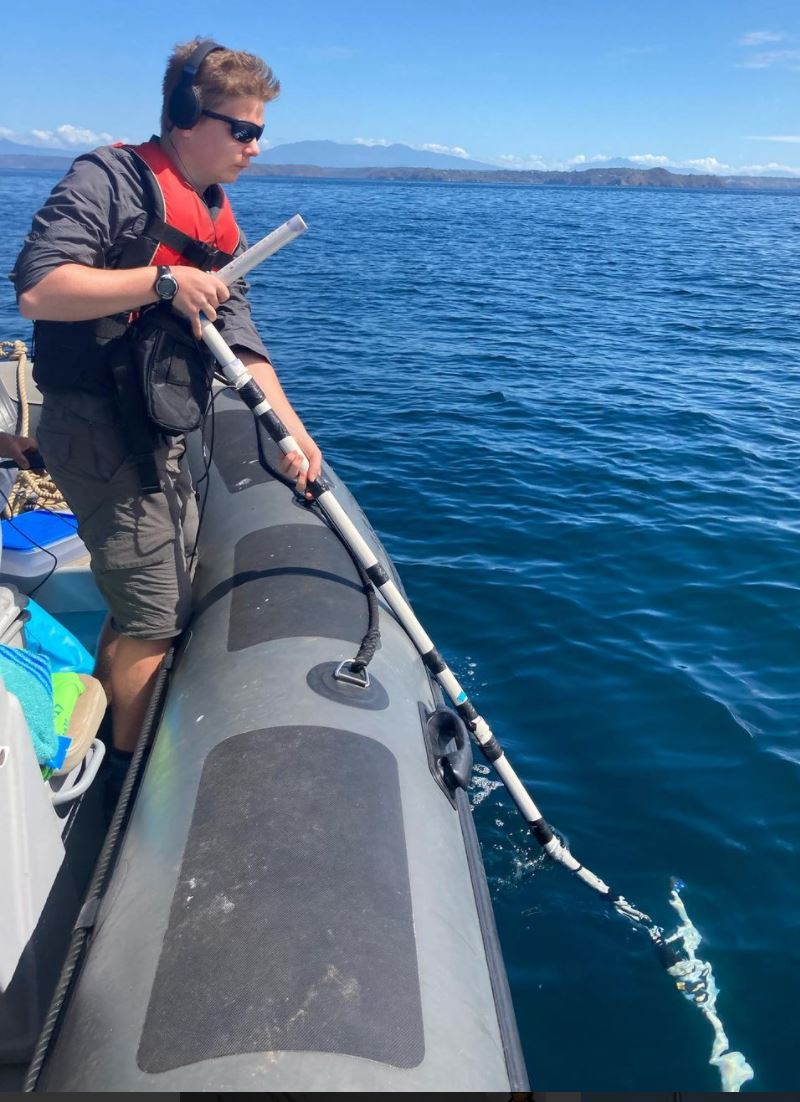 Thomas deploying the hydrophone from the RIB.