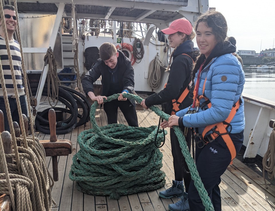Young Sailors from Sail Training Ireland learning (to coil) the ropes